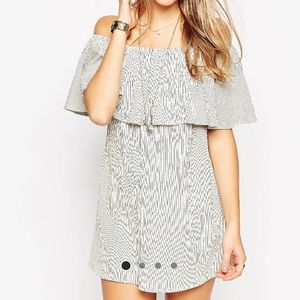 ASOS Small Stripe Off Shoulder Frill Sundress
